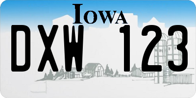 IA license plate DXW123