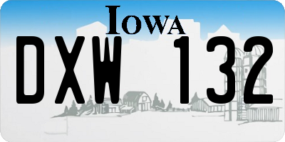 IA license plate DXW132