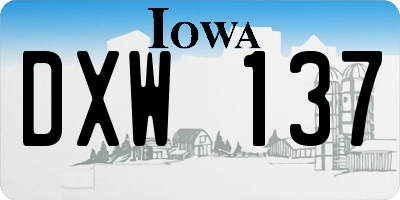 IA license plate DXW137