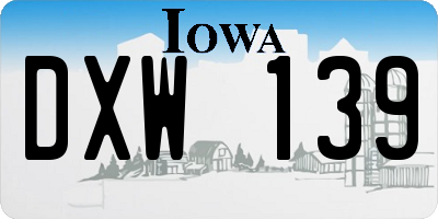 IA license plate DXW139