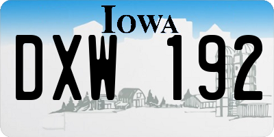IA license plate DXW192