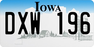 IA license plate DXW196