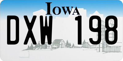 IA license plate DXW198