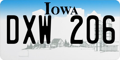 IA license plate DXW206