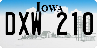 IA license plate DXW210