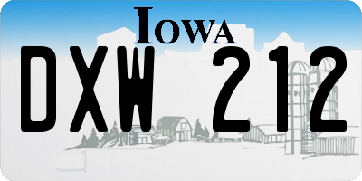 IA license plate DXW212