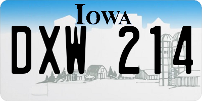 IA license plate DXW214