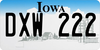 IA license plate DXW222