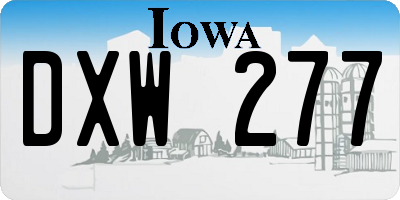 IA license plate DXW277