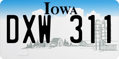 IA license plate DXW311