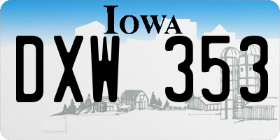 IA license plate DXW353
