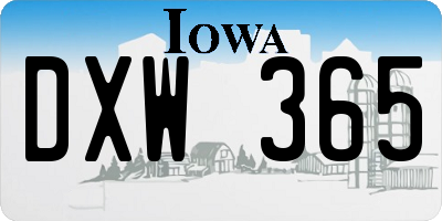 IA license plate DXW365