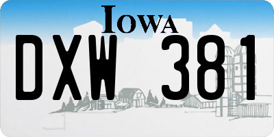 IA license plate DXW381