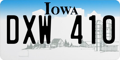 IA license plate DXW410