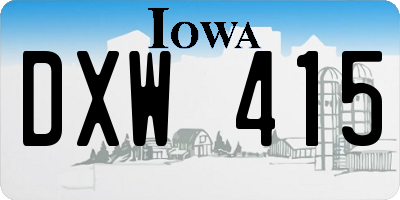 IA license plate DXW415