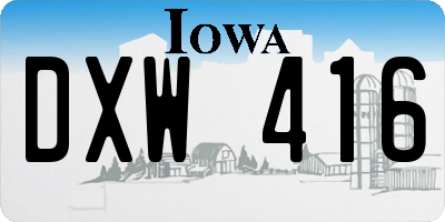 IA license plate DXW416