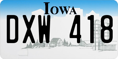 IA license plate DXW418
