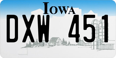 IA license plate DXW451