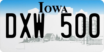 IA license plate DXW500