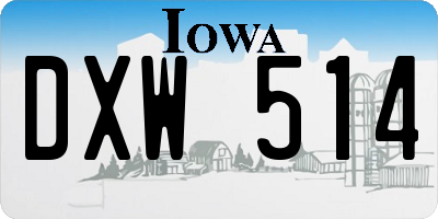 IA license plate DXW514