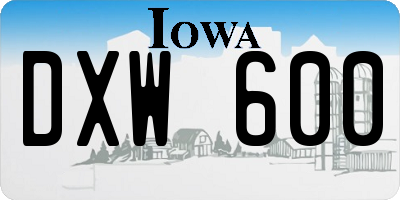 IA license plate DXW600