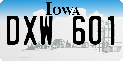 IA license plate DXW601