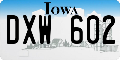 IA license plate DXW602