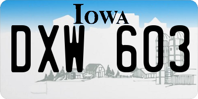 IA license plate DXW603