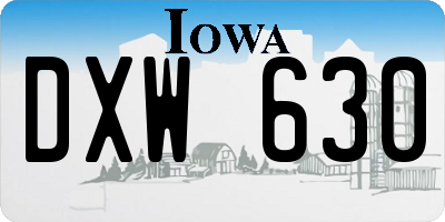 IA license plate DXW630