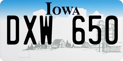 IA license plate DXW650
