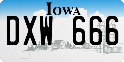 IA license plate DXW666