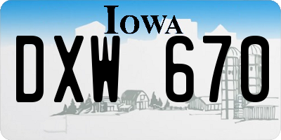 IA license plate DXW670
