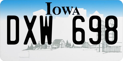 IA license plate DXW698