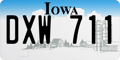 IA license plate DXW711