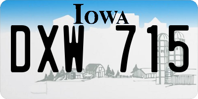 IA license plate DXW715