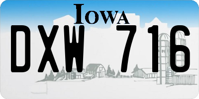 IA license plate DXW716