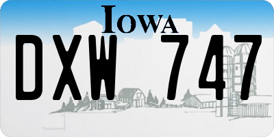 IA license plate DXW747
