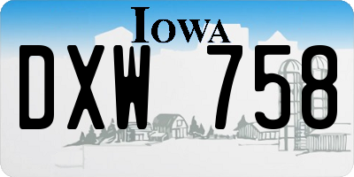 IA license plate DXW758