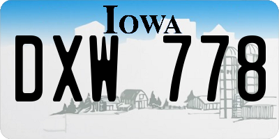 IA license plate DXW778