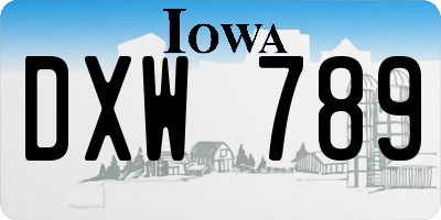 IA license plate DXW789