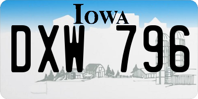 IA license plate DXW796