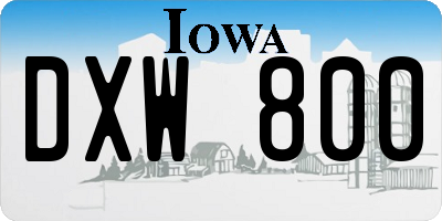 IA license plate DXW800