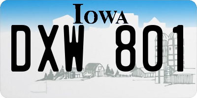 IA license plate DXW801