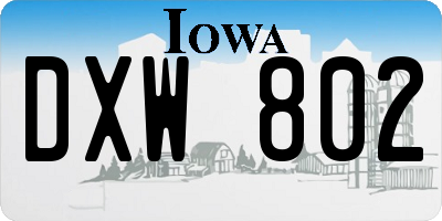 IA license plate DXW802