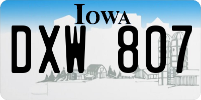 IA license plate DXW807