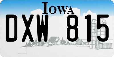 IA license plate DXW815