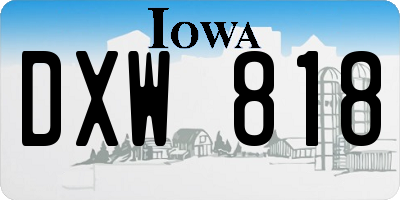 IA license plate DXW818