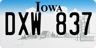 IA license plate DXW837