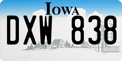 IA license plate DXW838