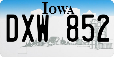 IA license plate DXW852